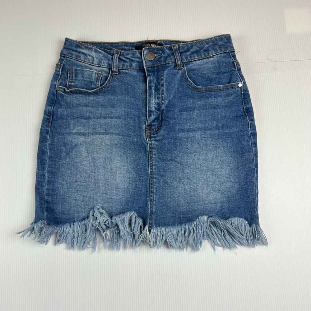 Black Label distressed denim skirt, Junior Medium